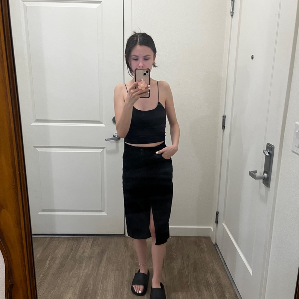 Black Corduroy Midi Skirt